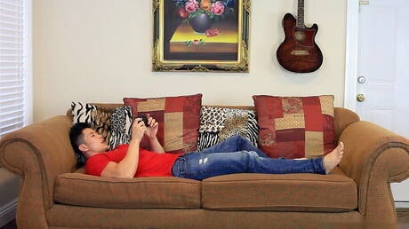 Asian muscular Peter Le jerk off his cock