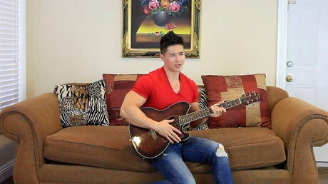 Asian muscular Peter Le jerk off his cock