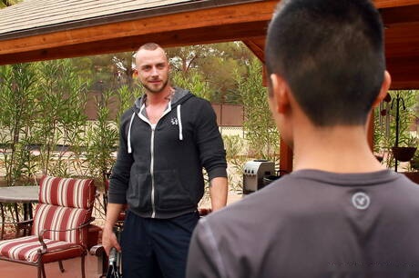 Peter Fever: American otter Jessie Colter and well-built Robin love each other outdoor