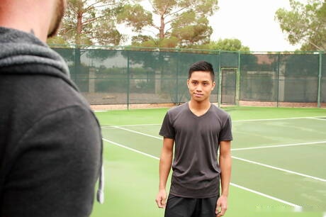 American otter Jessie Colter and well-built Robin love each other outdoor