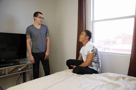 Puerto rican strongman Santiago Figueroa and latin young Steven Walker sucking and fucking each other