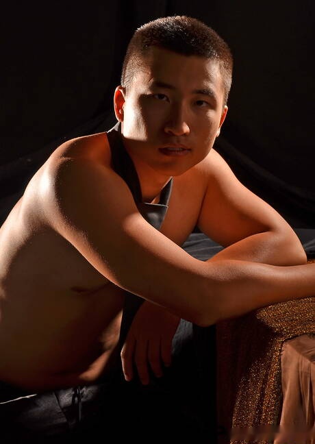 Asian tough guy Kai having a pleasure outside