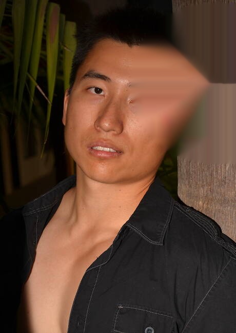 Asian tough guy Kai having a pleasure outside