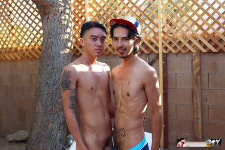 Two american guys young boy Rave Hardick and tough guy Coda Filthy have a good sex at the pool