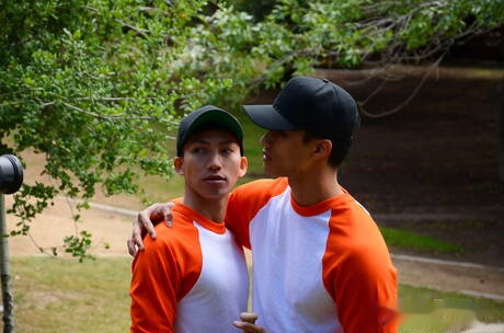 Hot american dudes superstud David Ace and bodybuilder Ken Ott fuck after blowjob outside