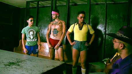 Sexy Alex Chu, Ari Nucci and Jessie Lee in hot interracial 3some ass bang outdoor