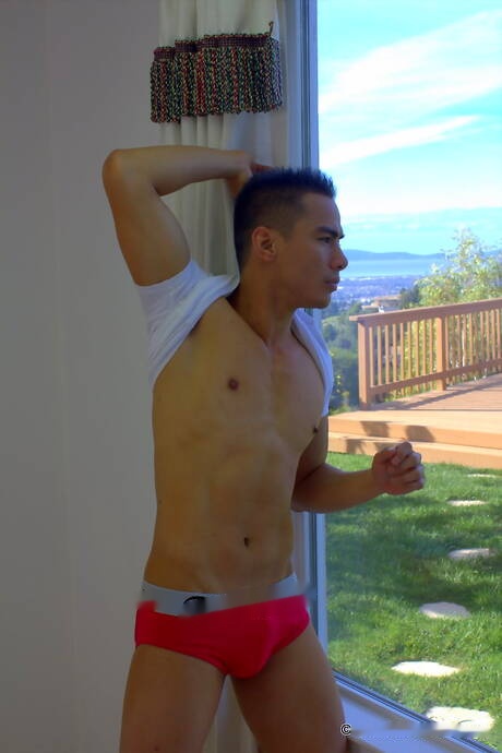 Oriental tough guy Jethro undressing and showing his ass