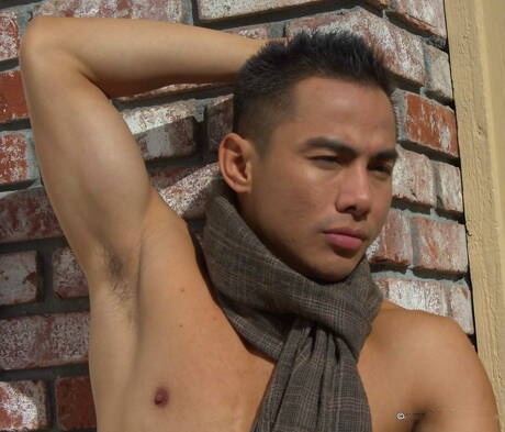 Oriental tough guy Jethro undressing and showing his ass outdoor