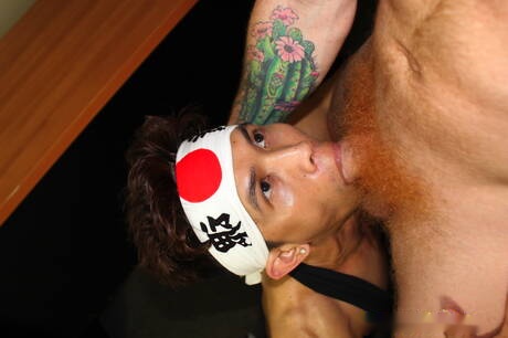 Oriental young boy Levy Foxx sucking and screwing the boy