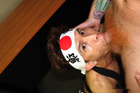 Oriental young boy Levy Foxx sucking and screwing the boy