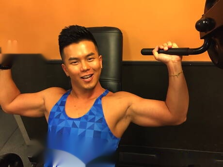 Oriental superstud Alex Chu get naked and showing tight ass in bath