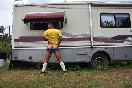 Nice american buddies hunk Alex Chu and hunk David Ace have a good anal sex outside