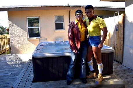 Two american boys hunk Alex Chu and bull Jessie Lee sucking and fucking each other at the pool