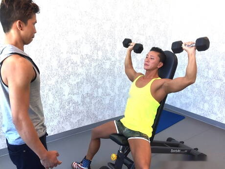 Oriental bull Shen Powers and asian young boy Levy Foxx have a hot couple sex