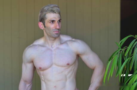 Sexy americans, stud Alex Chu and bodybuilder Sir Jet drilling an ass outside