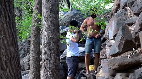 Well-built Jaycee and hunk John Rene in hot homosexual action at the pool