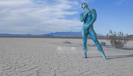 Asian bodybuilder Peter Le posing nude and showing tight ass outside