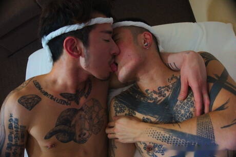 Hunky guy Yoshi Kawasaki and beefy Yusaku fuck ass after sucking cock