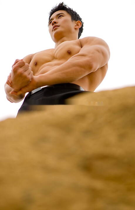 El toro fuerte oriental Peter Le muestra un cuerpo robusto al aire libre