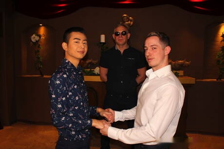 Oriental young boy Nolan Knox and tough guy Dan After Dark fuck ass after sucking dick