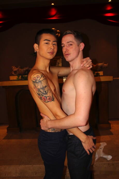 Oriental young boy Nolan Knox and tough guy Dan After Dark fuck ass after sucking dick