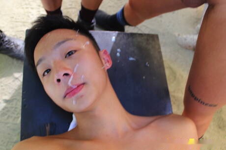 Rave Hardick, Danny, Dane, Nolan Knox, Trent in hot groupsex outdoor