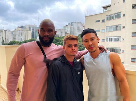 Hot boysMiguel Baiano, Travis Yukarin and Davi Paixao in threesome fuck action