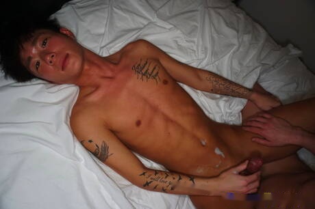 Stud Kouya and tough guy Zen in hot anal sex in bathroom