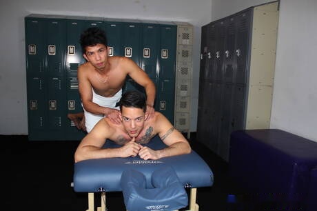 Pretty american guys hunk Nic Sahara and hot twink Levy Foxx sucking and screwing each other