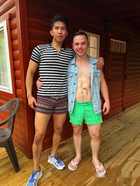 Sexy americans, twink Levy Foxx and hunky guy Danny Wilcoxx banged each other outdoor