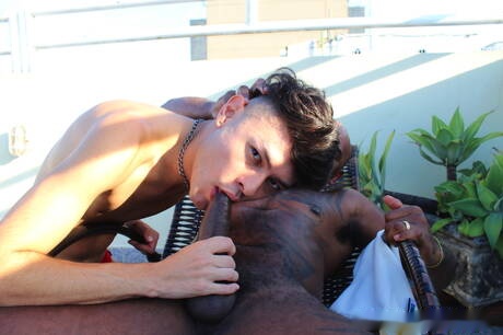 Latin pretty boy Hanry Onlyjapa and hunk Vitor Guedes in hot homosexual scene in the kitchen