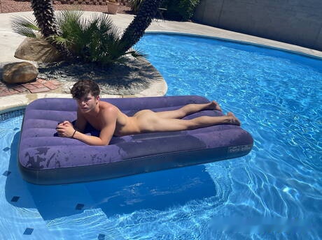 Pretty american guys young Kai Cho and pretty boy Drake Von fuck ass after blowjob at pool