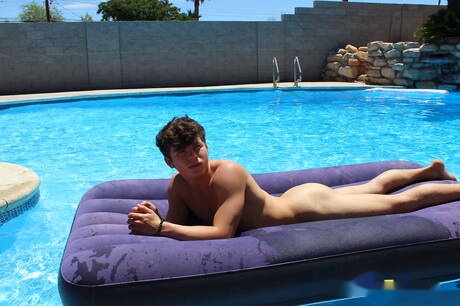 Pretty american guys young Kai Cho and pretty boy Drake Von fuck ass after blowjob at pool