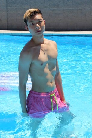 Hot american boys young Kai Cho and muscular Hans Raw fuck ass after sucking dick at the pool