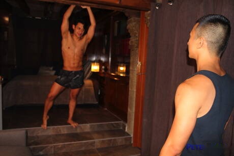 Oriental muscular Zed Sheng and hunk Angel Nash in hot ass bang