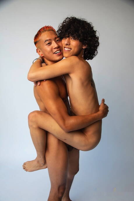Twink Chenny and young dude Sammy Sinsss get naked and showing tight butt