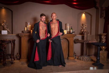 Piękni amerykańscy faceci, superstudent Joseph Banks i superstudent Casey Everett w gorącym tyłku