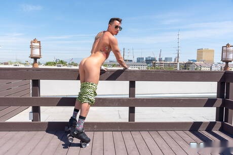 Heiße Amerikaner, gut gebaut Dominic Pacifico und bulligen Vincent Oreilly haben eine heiße Paar-Szene draußen