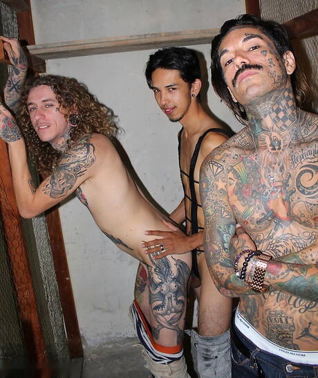 Sexy guys B Nefarious, Thrasher and Rave sucking and fucking each other