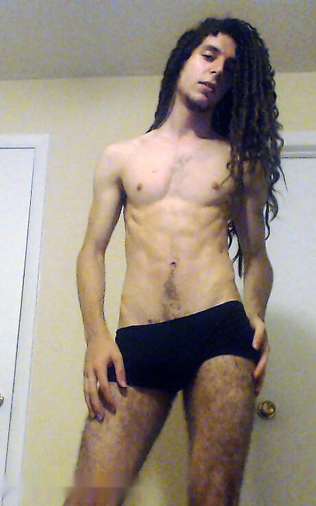 Husky guy Tarzan jerking with dildo