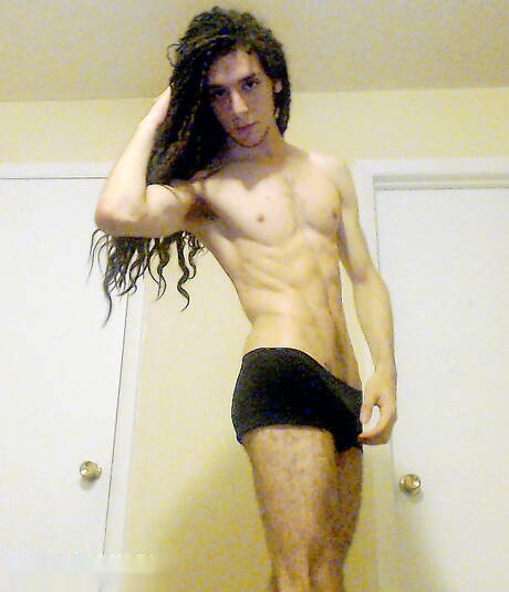 Husky guy Tarzan jerking with dildo