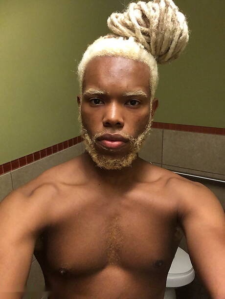 Ebony strongman Timarrie Baker jerk off his cock in bathroom