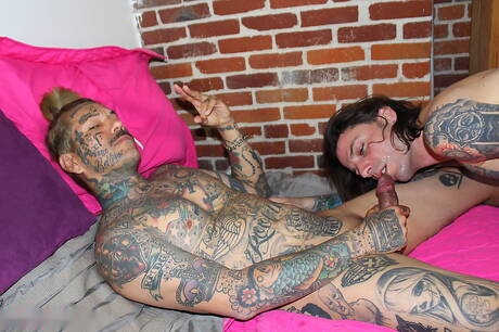 Tough guy Thrasher and tough guy Christop have a good oral sex