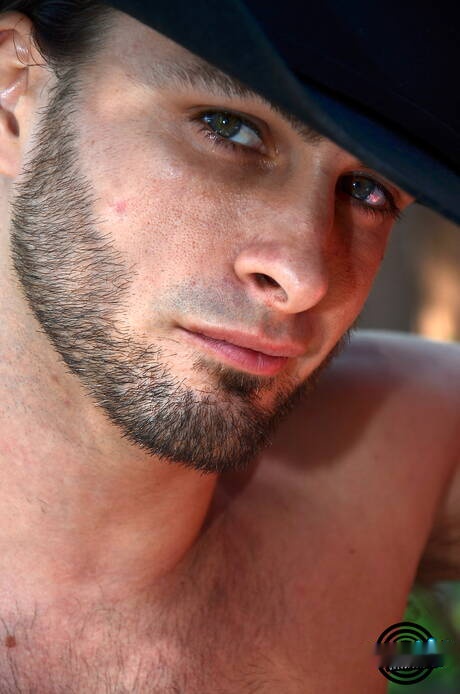 Hunk Damien Long teasing his dick outdoor