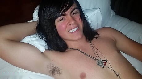 Husky guy Declan playing with cock