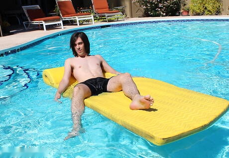 Hot twink Tyler Hancock teasing his dick at the pool