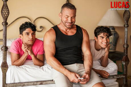 Nasty buddies Alfonso Osnaya, Joaquin Santana and Tomas Brand have a threesome pleasure