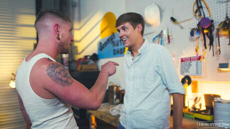 American young Jack Bailey and tough guy Colt Spence drilling an ass