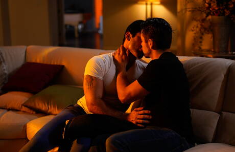 Latino hunky guy Lucas Leon and american husky guy Dante Colle fuck ass after sucking cock