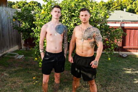 American muscular Blain Oconnor and  Cam Steele fuck after blowjob outdoor